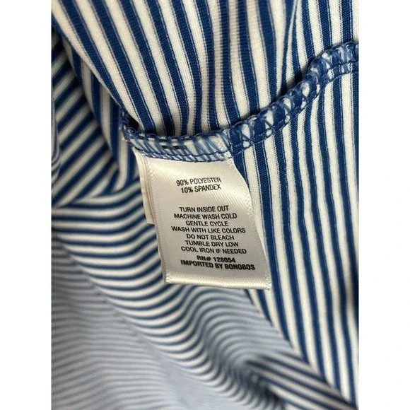 Bonobos Golf Polo Shirt Mens Medium Slim Fit‎ Performance Striped Blue White - Picture 5 of 7